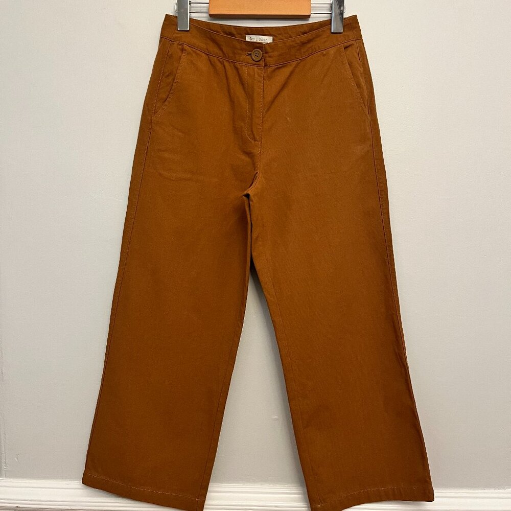 ANTHROPOLOGIE See U Soon Linen Blend High Rise Cropped Pants, Size 4